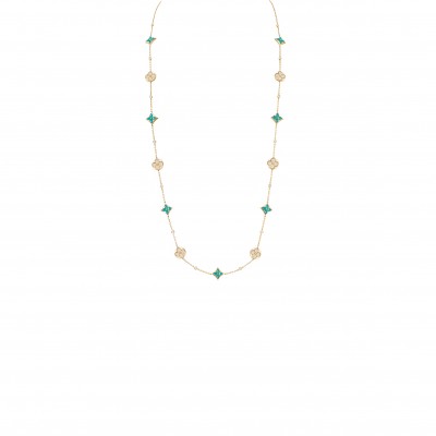 LOUIS VUITTON COLOR BLOSSOM BB MULTI-PATTERN LONG NECKLACE, YELLOW GOLD, AMAZONITE AND DIAMONDS Q94887